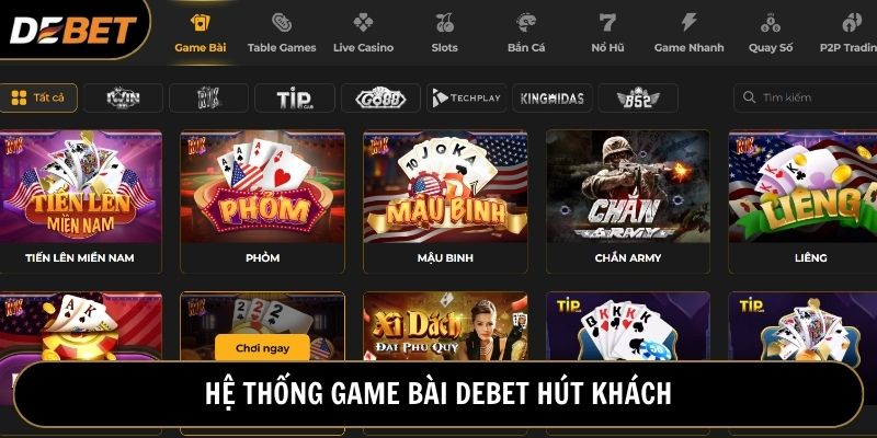 Khu vực chơi đánh bài được nhà cái chú trọng đầu tư