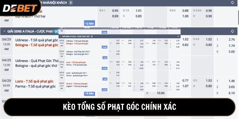 Kèo tổng số phạt góc yêu cầu dự đoán chính xác