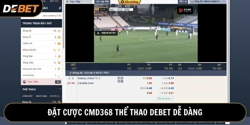 Hướng dẫn tân binh đặt cược CMD368 thể thao Debet đơn giản