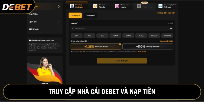 Bet thủ truy cập trang web nhà cái và nạp tiền vào ví game