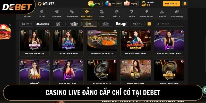 Trải nghiệm không gian casino live đẳng cấp của sự xa hoa