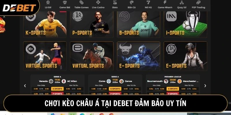 Cá cược kèo chấp tại Debet đảm bảo uy tín, không dính kèo bẫy