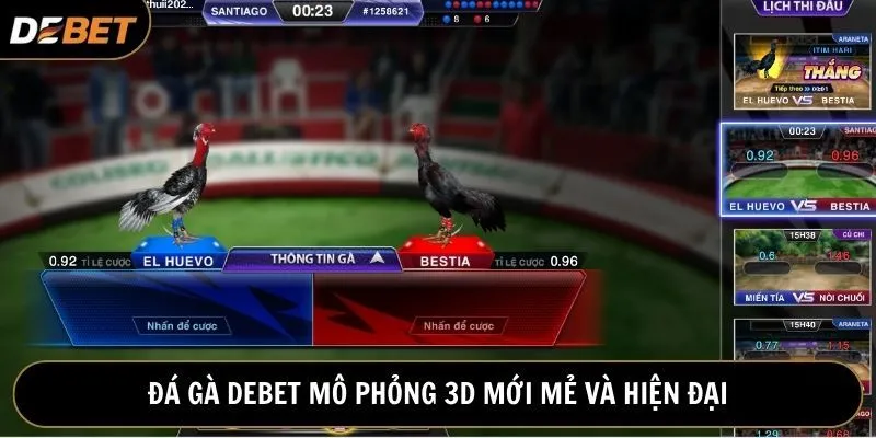 Đá gà tại Debet sở hữu thiết kế 3D hiện đại và độc đáo