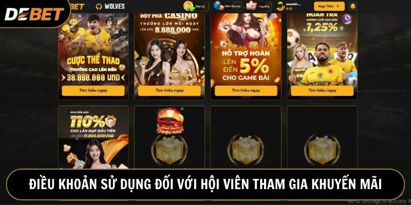 Nhà cái Debet nêu rõ điều khoản khi tham gia khuyến mãi 