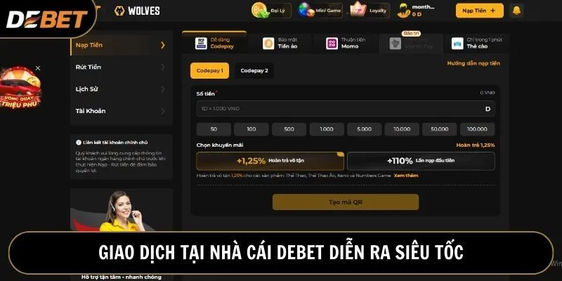 Nhà cái Debet nâng cấp hệ thống giao dịch hiện đại siêu tốc