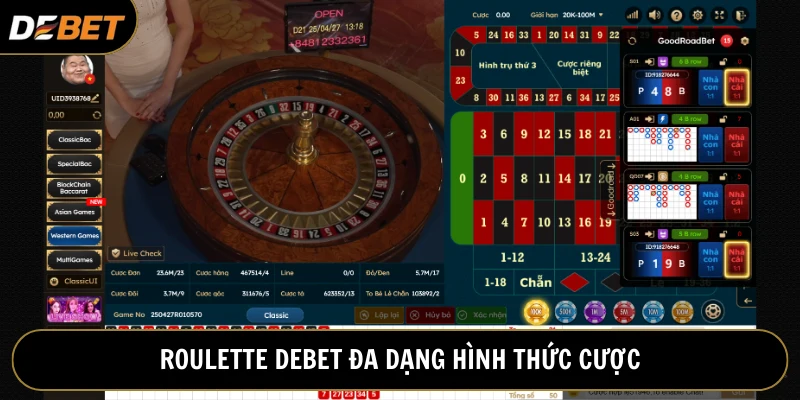 Roulette Debet tích hợp đa dạng hình thức cược thú vị