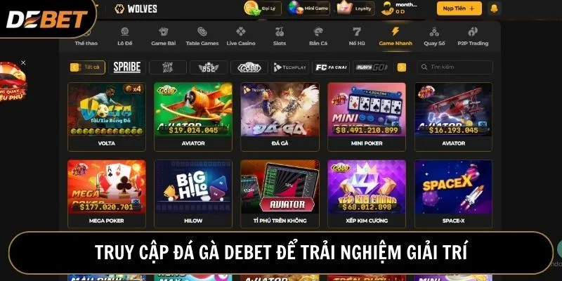 Truy cập nhà cái Debet và đặt cược đá gà kiếm thưởng ngay